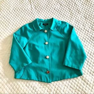 Rafaela Blazer Women’s M Cropped 3/4 Sleeve Teal Aqua Coat Jacket Vintage 80’s